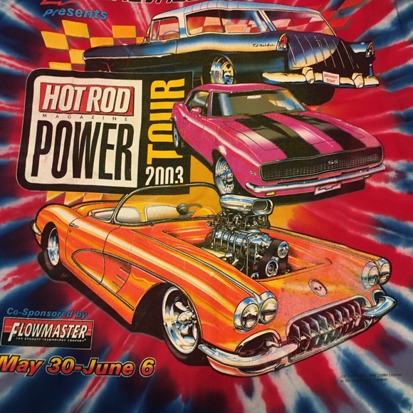 Vtg Chevrolet Hot Rod Magazine Power Tour All Over Racing Muscle Car T-shirt LG - Picture 6 of 10